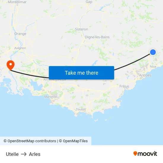 Utelle to Arles map