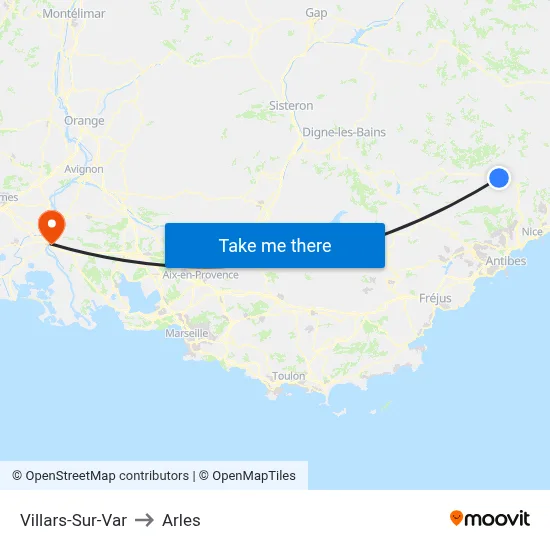 Villars-Sur-Var to Arles map