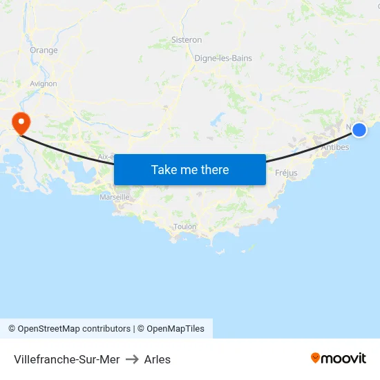 Villefranche-Sur-Mer to Arles map
