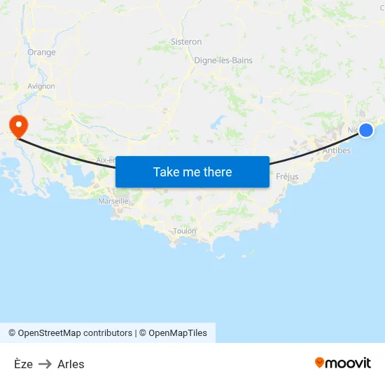 Èze to Arles map