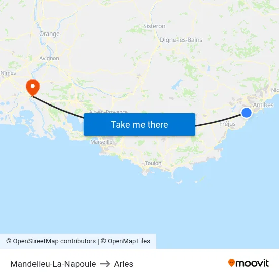 Mandelieu-La-Napoule to Arles map