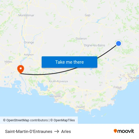 Saint-Martin-D'Entraunes to Arles map