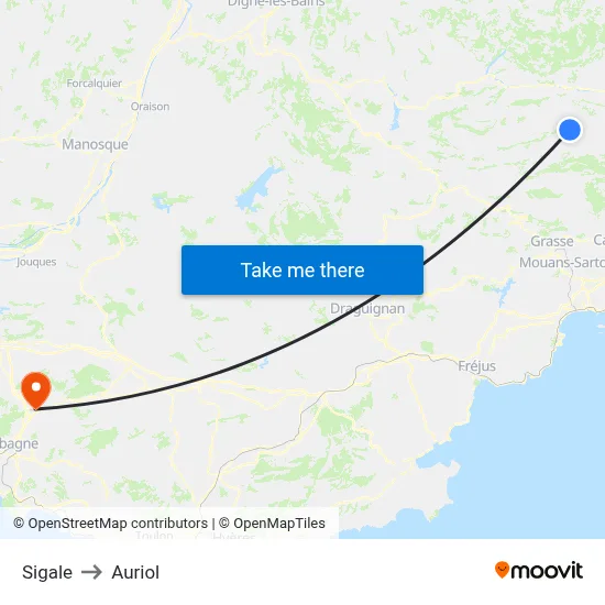 Sigale to Auriol map