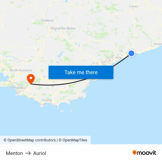 Menton to Auriol map