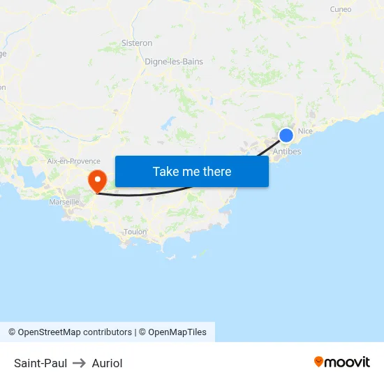 Saint-Paul to Auriol map