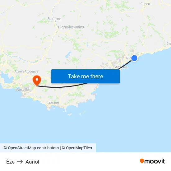 Èze to Auriol map