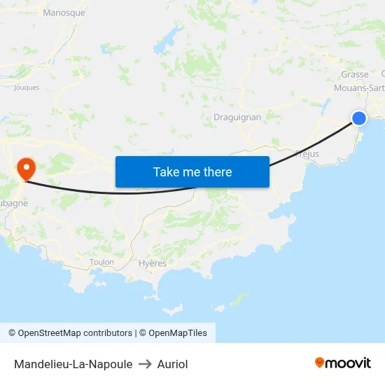 Mandelieu-La-Napoule to Auriol map
