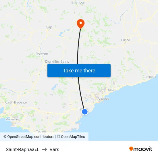 Saint-Raphaã«L to Vars map