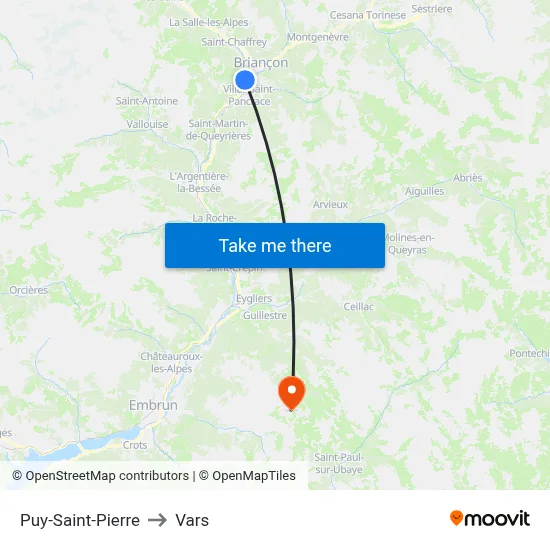 Puy-Saint-Pierre to Vars map