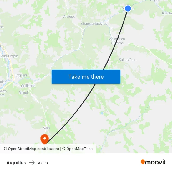Aiguilles to Vars map