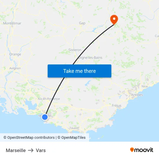 Marseille to Vars map
