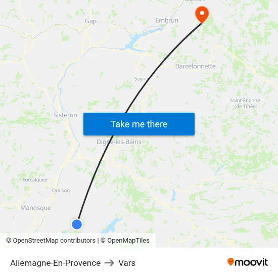 Allemagne-En-Provence to Vars map