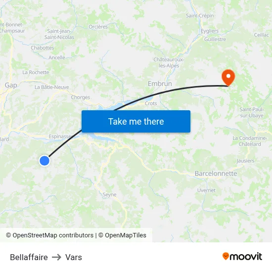 Bellaffaire to Vars map