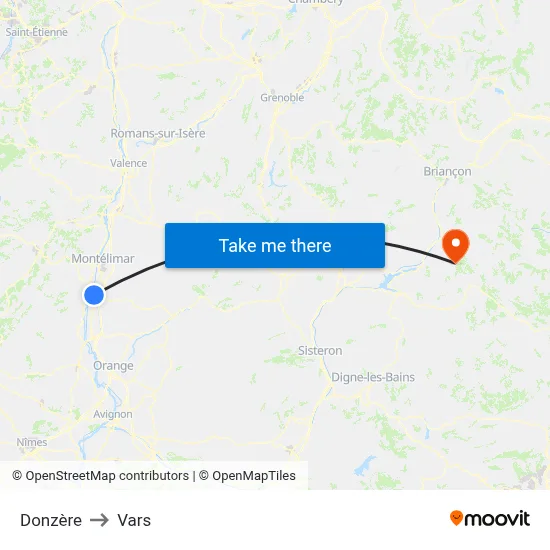 Donzère to Vars map