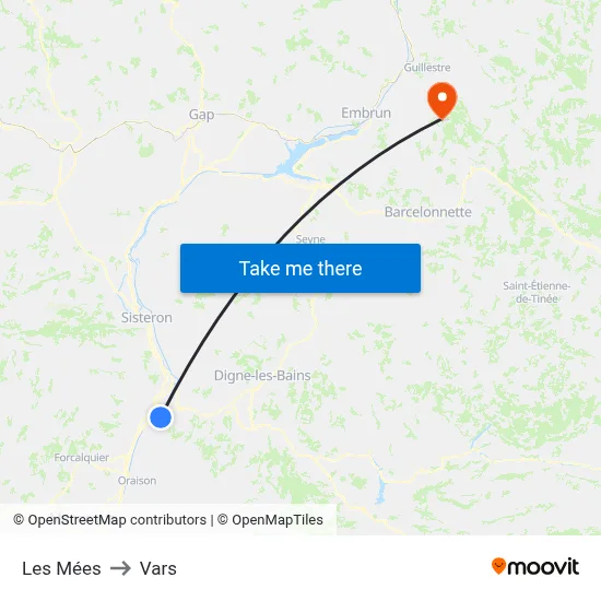 Les Mées to Vars map