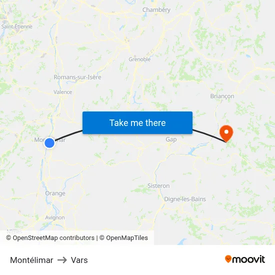 Montélimar to Vars map