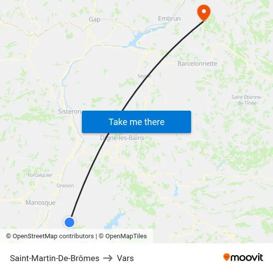 Saint-Martin-De-Brômes to Vars map