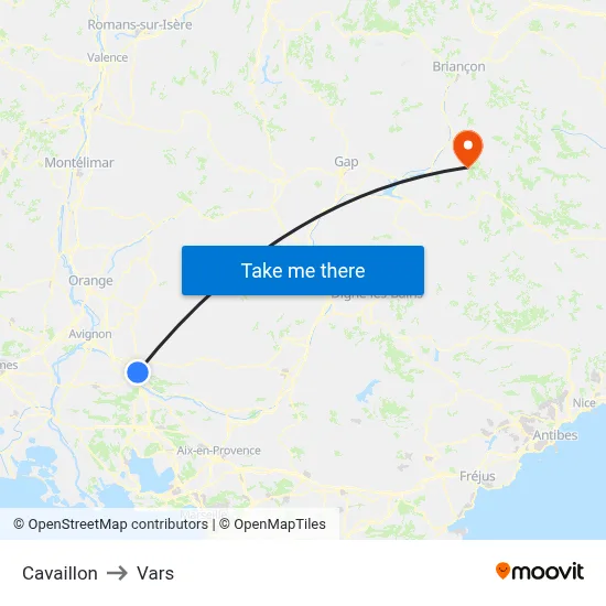 Cavaillon to Vars map