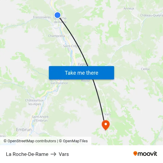 La Roche-De-Rame to Vars map