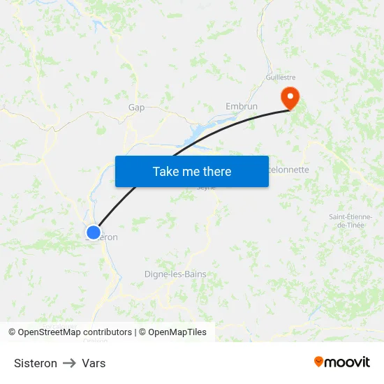 Sisteron to Vars map
