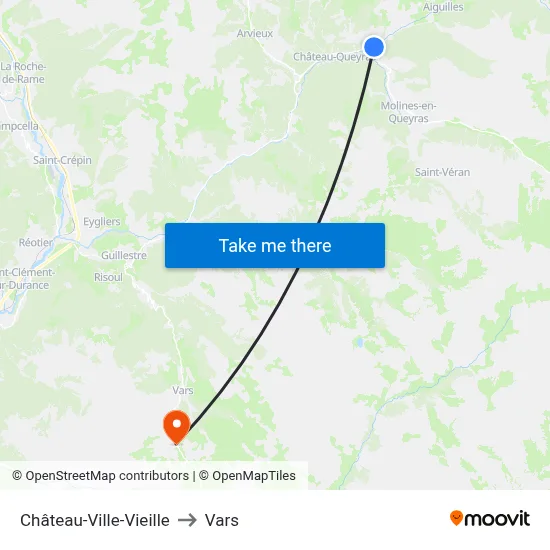 Château-Ville-Vieille to Vars map