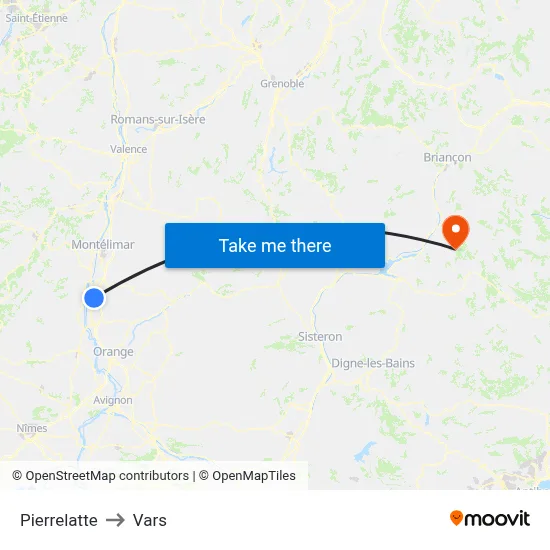 Pierrelatte to Vars map