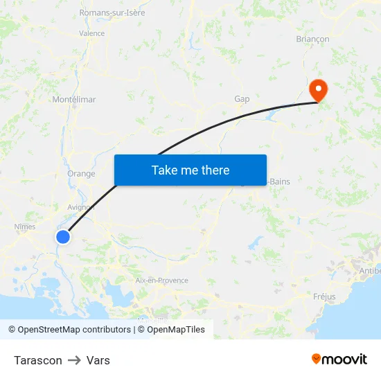 Tarascon to Vars map