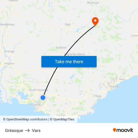 Gréasque to Vars map