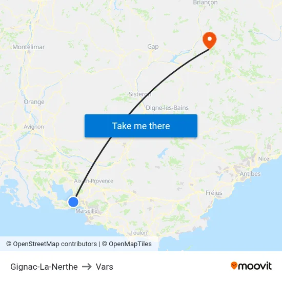 Gignac-La-Nerthe to Vars map