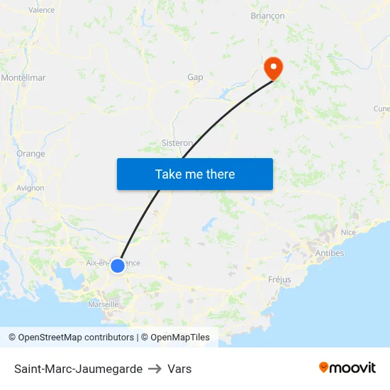 Saint-Marc-Jaumegarde to Vars map