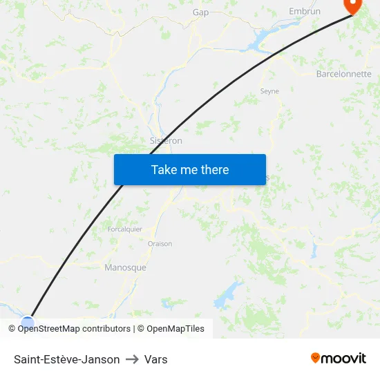 Saint-Estève-Janson to Vars map