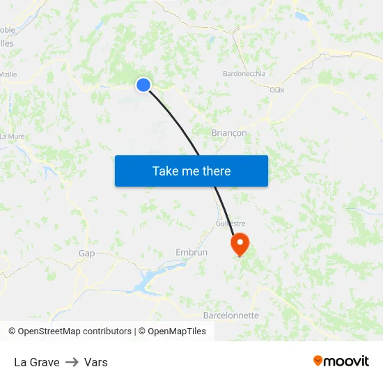 La Grave to Vars map