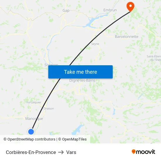 Corbières-En-Provence to Vars map