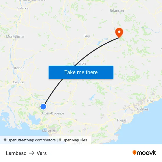 Lambesc to Vars map