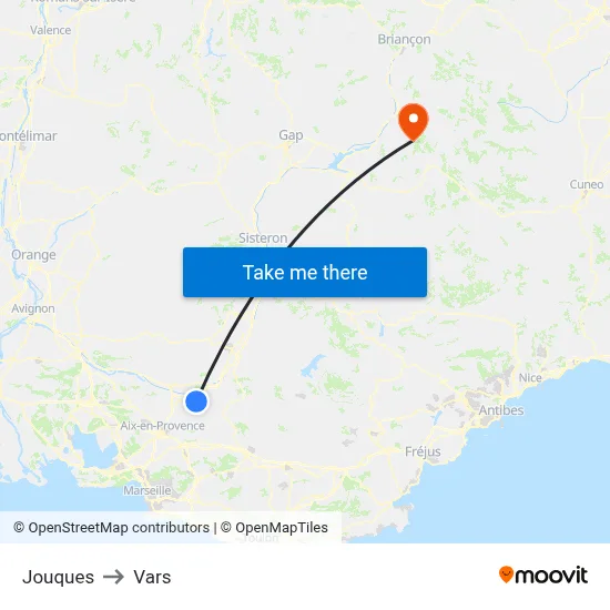 Jouques to Vars map