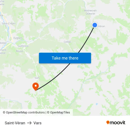 Saint-Véran to Vars map