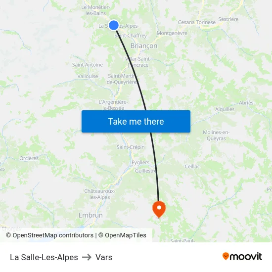 La Salle-Les-Alpes to Vars map