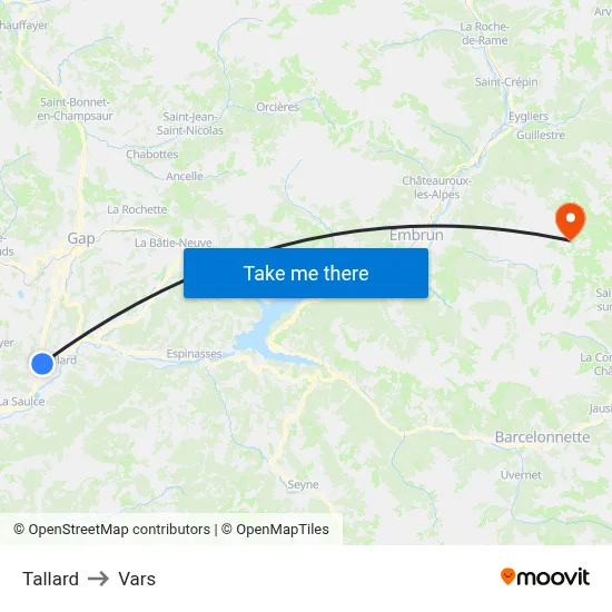 Tallard to Vars map