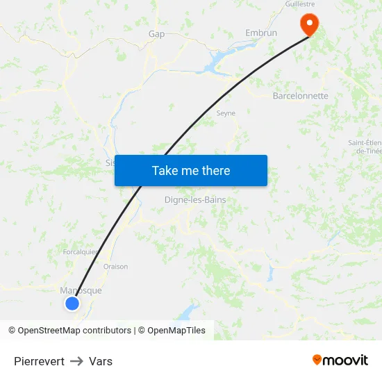 Pierrevert to Vars map