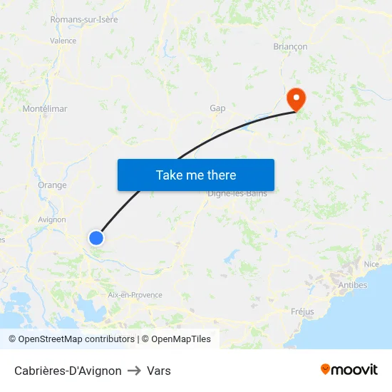 Cabrières-D'Avignon to Vars map