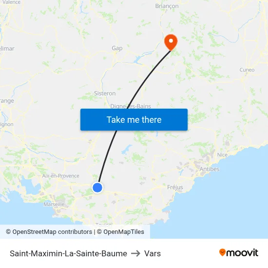 Saint-Maximin-La-Sainte-Baume to Vars map