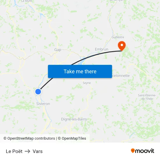 Le Poët to Vars map