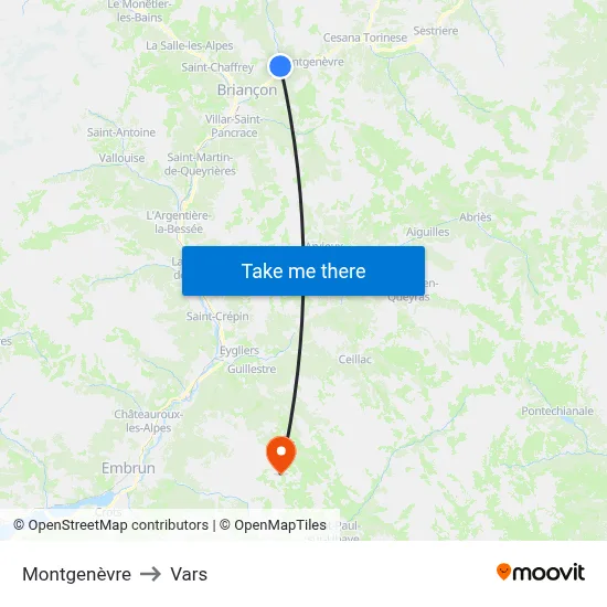 Montgenèvre to Vars map