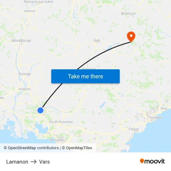 Lamanon to Vars map