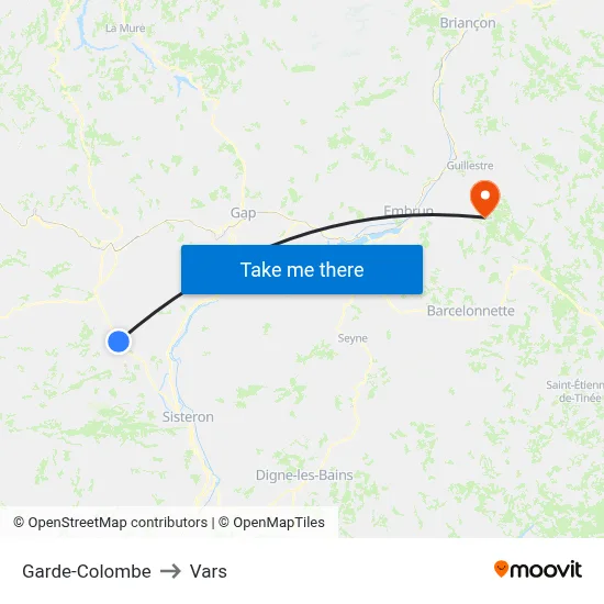 Garde-Colombe to Vars map