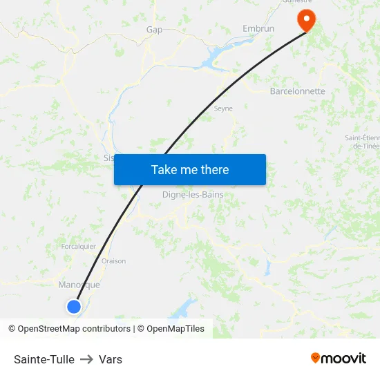 Sainte-Tulle to Vars map