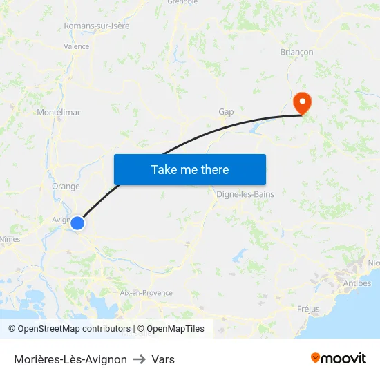 Morières-Lès-Avignon to Vars map
