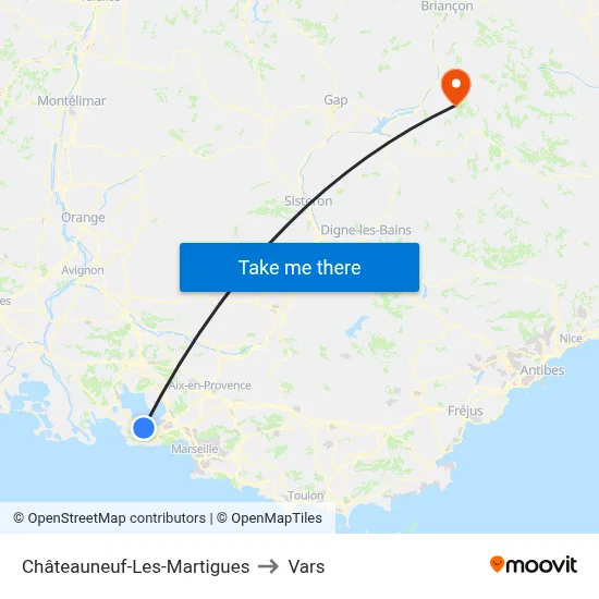 Châteauneuf-Les-Martigues to Vars map
