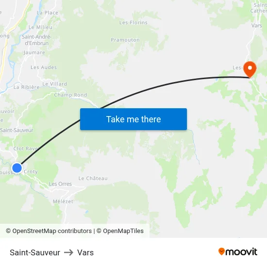 Saint-Sauveur to Vars map