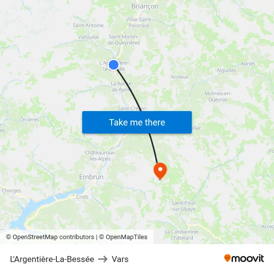 L'Argentière-La-Bessée to Vars map